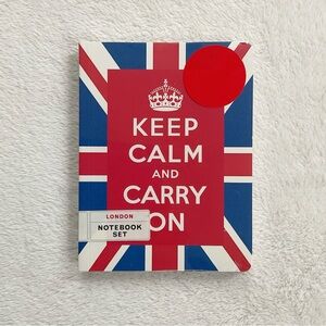 Cavallini “Keep Calm and Carry On” London Notebook Set NWT Union Jack & Tube Map